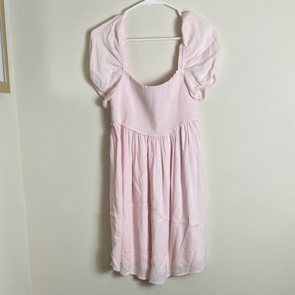 Aritzia Sunday Best Hadley Light Pink Smocked Babydoll Dress L - Picture 2 of 10